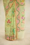Chinoise Green Mul Cotton Jamdani Saree