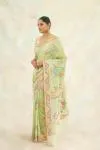 Chinoise Green Mul Cotton Jamdani Saree