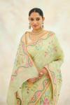 Chinoise Green Mul Cotton Jamdani Saree