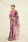 Ebony Purple Organza Jamdani Saree