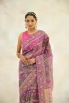 Ebony Purple Organza Jamdani Saree