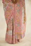 Light Metallic Pink Hand Embroidered Saree