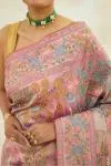Light Metallic Pink Hand Embroidered Saree