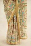 Metallic Beige Hand Embroidered Saree