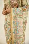 Metallic Beige Hand Embroidered Saree