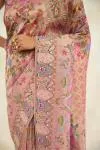 Metallic Pink Hand Embroidered Saree