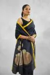 Slate Black Banarasi Silk Saree