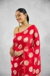 Crimson Red Banarasi Khaddi Georgette Saree