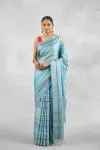 Powder Blue Satin Silk Saree
