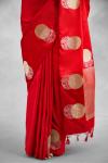 Vermillion Red Satin Silk Saree
