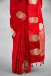 Vermillion Red Satin Silk Saree