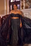 Organza Black drape skirt set