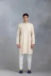 Beige Threadwork Kurta Set
