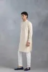 Beige Threadwork Kurta Set