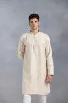 Beige Threadwork Kurta Set