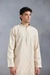 Beige Threadwork Kurta Set