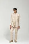 Beige Floral Half Jacket Set