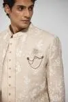 Beige Floral Half Jacket Set