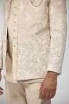 Beige Floral Half Jacket Set