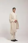 Beige Brocade Sherwani Set