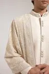Beige Brocade Sherwani Set