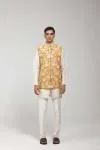 Mustard Embroidered Half Jacket Set