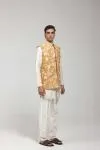 Mustard Embroidered Half Jacket Set