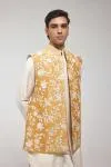 Mustard Embroidered Half Jacket Set