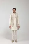 Ivory Embroidered Raw Silk Half Jacket Set