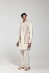 Ivory Embroidered Raw Silk Half Jacket Set