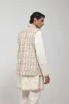 Ivory Embroidered Raw Silk Half Jacket Set