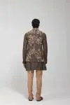 Olive Green Dupion Silk Embroidered Half Jacket Set