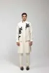 Off White Pintuck Half Jacket Kurta Set