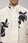 Off White Pintuck Half Jacket Kurta Set