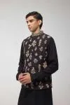 Black Embroidered Half Jacket Set