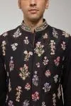Black Embroidered Half Jacket Set