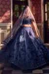 Organza geometrical Smokey Blue Lehenga 