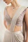Silver White Net Drape Saree