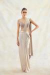 Silver White Net Drape Saree