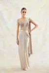Silver White Net Drape Saree