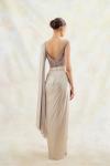 Silver White Net Drape Saree