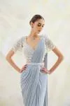 Powder Blue Embroidered Saree