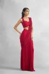 Carmine Red Drape Saree