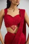Carmine Red Drape Saree