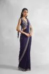 Midnight Blue Net Drape Saree