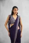 Midnight Blue Net Drape Saree