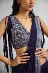 Midnight Blue Net Drape Saree