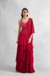 Ruby Red Frill Saree 