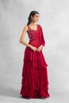 Ruby Red Frill Saree 
