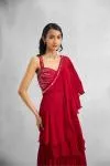 Ruby Red Frill Saree